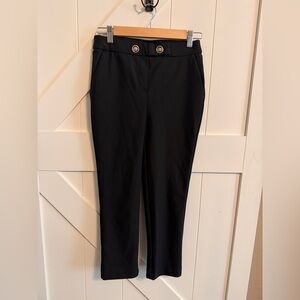 Chic Black J&L Atelier Trousers XS Lion Button Details Elevated Workwear